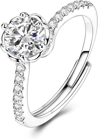 Parmuz 925 Sterling Silver Adjustable Ring for Woman Stackable Open Lucky Ring Eternity Bands Dainty CZ Statement Engagement in Saudi Arabia