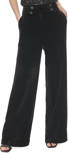 Calvin Klein Women's Velvet Wide Leg Pants Black 10 in Saudi Arabia