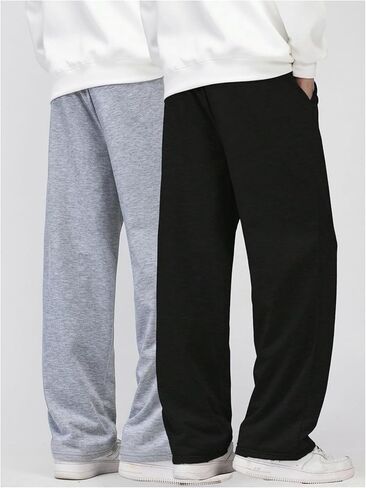 GORGLITTER Men's 2 Pack Baggy Sweatpants Drawstring Wide Leg Open Bottom Pants Athletic Joggers with Pockets Fall in Saudi Arabia