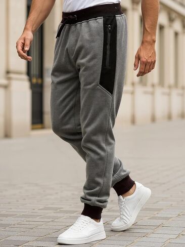 Men’s Jogger Pants, Drawstring Waist Fleece Sweatpants with Zip Pockets for Daily Wear, Gym Workouts, Casual Outings in Saudi Arabia