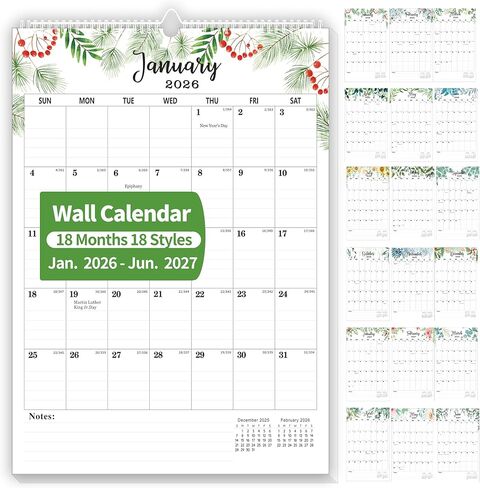 Wall Calendar 2025, Large Cat Calendar 2025-2026 from Jan. 2025 to Jun. 2026, 18 Monthly Hanging Wall Calendars with Thick Paper for Organizing at Home Office - Cute Cats Calendar 12"x17" Vertical in Saudi Arabia