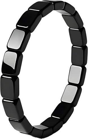 Hematite Bracelet for Men and Women, Natural Black Stone Square Beaded Stretch Bracelet, Regain Confidence & Mental Focus, Unisex Healing Jewelry Gift for Christmas and Birthdays in Saudi Arabia