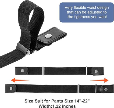 4pcs Adjustable Belts for Women Men No Buckle - Invisible Lazy Elastic Belts for Women Stretcht, Buckleless Belt Jean Waist Tightener, Plus Size Pant - Black, White, Dark Blue & Gray in Saudi Arabia
