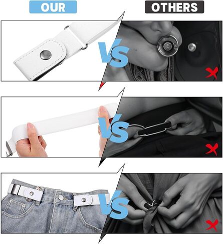 4pcs Adjustable Belts for Women Men No Buckle - Invisible Lazy Elastic Belts for Women Stretcht, Buckleless Belt Jean Waist Tightener, Plus Size Pant - Black, White, Dark Blue & Gray in Saudi Arabia