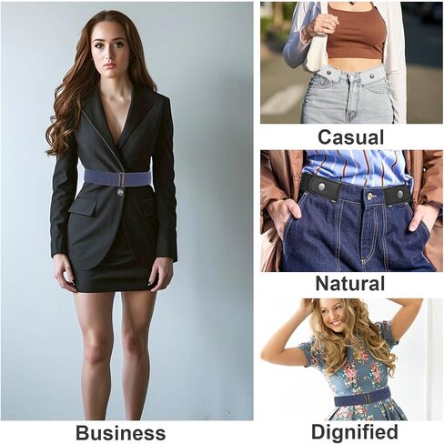 4pcs Adjustable Belts for Women Men No Buckle - Invisible Lazy Elastic Belts for Women Stretcht, Buckleless Belt Jean Waist Tightener, Plus Size Pant - Black, White, Dark Blue & Gray in Saudi Arabia
