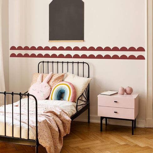 Scallop Border Wall Sticker，Door Edge Scallop Decorative Art Stickers，Scallop Peel and Stick Border，for Nursery, Kids Bedroom Living Room Home Scandinavian Boho Painting Wall Décor. (Light Green) in Saudi Arabia