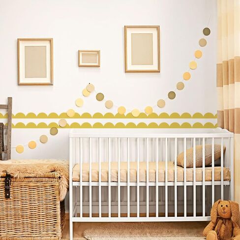 Scallop Border Wall Sticker，Door Edge Scallop Decorative Art Stickers，Scallop Peel and Stick Border，for Nursery, Kids Bedroom Living Room Home Scandinavian Boho Painting Wall Décor. (Light Green) in Saudi Arabia