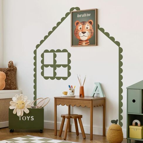 Scallop Border Wall Sticker，Door Edge Scallop Decorative Art Stickers，Scallop Peel and Stick Border，for Nursery, Kids Bedroom Living Room Home Scandinavian Boho Painting Wall Décor. (Light Green) in Saudi Arabia