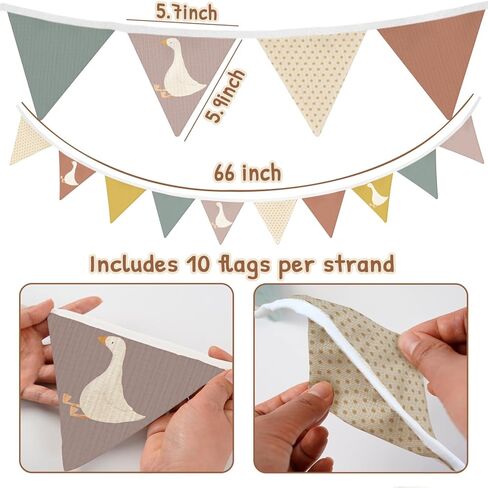 Lacama Goose Birthday Part Decorations，Baby Girls Boys Kids Room Decor, Funny Geese Triangle Bunting Banners for Farm Animal Baby Shower First Birthday Party Decorations，Kidroom in Saudi Arabia