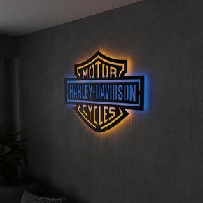 SAFESYZ Harley Davidson Motorcycle Wall Art, Man Cave Garage Sign, Harley Motor Club Biker Decorations, Motorcycle Wall Sculptures, Christmas Gifts (Orange-White) in Saudi Arabia