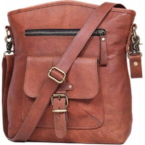 Women’s Genuine Leather Crossbody Bag – Large, 13″ Tablet Friendly Travel Purse in Saudi Arabia