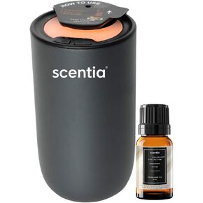 مجموعة أدوات نشر الزيوت العطرية بدون ماء من سينتيا ميني بود ومعطر السيارة الذكية - أوضاع مزدوجة للسيارة/المنزل، إيقاف تلقائي، 3 مستويات للضباب/الإضاءة المحيطة، بخاخات محمولة قابلة لإعادة الشحن - تيتانيوم in Kuwait