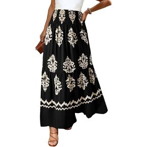 Happy Sailed Boho Long Skirts for Women Fashion Floral Print High Waisted A Line Flowy Maxi Skirt for Beach Vacation in Saudi Arabia