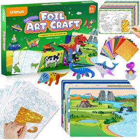 Foil Arts and Crafts for Kids Ages 4-8, Art Craft Supplies Kits, No Mess DIY Creative Travel Toys Activity, Coloring Sticker Books,Easter Basket Stuffers, Princess & Prince & Castle, Gifts for Girls in Kuwait