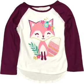 Jumping Beans Toddler Girls Long Sleeve Purple Glitter Fox T-Shirt Tee Shirt 4T in Saudi Arabia