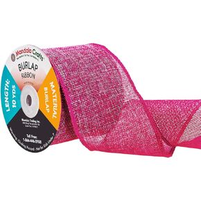 Mandala Crafts Pink Burlap Wired Ribbon 1 Inches Wide Jute Ribbons for Crafts - 10 Yds Roll Rustic Burlap Wrap Trim Ribbons for Wreaths Bows Party Decoration in Kuwait