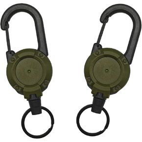 Heavy Duty Retractable Keychain, Carabiner Badge Holder, Tactical ID Badge Holder Reel Carabiner Clip with Magnetic Closure, Upgraded 60cm Stainless Steel for Men and Women, Green in Saudi Arabia