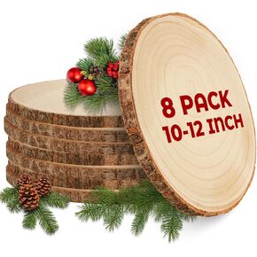 8 Pack 9-10 inch Unfinished Wood Slices for Centerpieces, Large Wood Rounds for Tables Decor, Round Wooden Slabs Wood Slice Ornaments for DIY Crafts and Wedding Decor in Kuwait