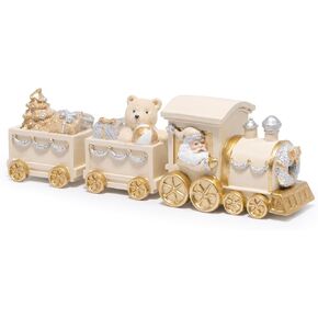 Hodao Christmas Train Decorations – Hand-Painted Resin Santa Claus Gift Train with Teddy Bear, Christmas Tree and Presents, Festive Ornament for Home, Tabletop, Shelf, Mantel, Décor in Kuwait