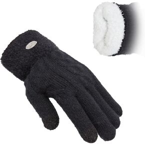 Funky Junque Winter Gloves for Women - Cable Knit Touchscreen Gloves with Fuzzy Cuffs, Insulated Double-Lined Thermal Warmth in Saudi Arabia