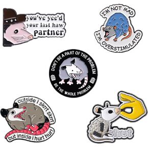 5pcs Funny Novely Possum Enamel Pin, Novelty Cartoon Cute Pins for Hats, Backpacks, Bags and Lanyards in Kuwait