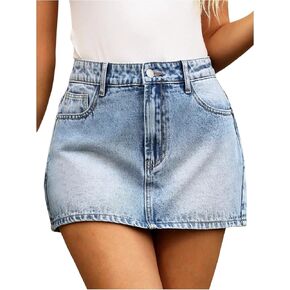 تنورة قصيرة نسائية من Milumia Y2k من الدنيم منخفضة الارتفاع كاجوال على شكل حرف A قصيرة مع جيوب in Kuwait