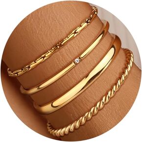 Stackable Gold Rings for Women Non Tarnish Dainty 18k Gold Plated Stainless Steel Pinky Ring Set Valentines Day Gifts Trendy Womens Jewelry Thin Bands Promise Engagement Rings for Women in Saudi Arabia