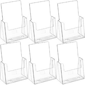 MaxGear Acrylic Brochure Holder 4 Inch, Clear Plastic Countertop Literature Holders, Trifold Flyer Display Stand for Pamphlets, Booklets, Magazines, Menus, Multi Purpose Organizer For Office, 2 Pack in Kuwait