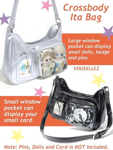 Ita Shoulder Bag For Women,Kawaii Shoulder Crossbody,Ita Messenger Bag,Pin,Cards and Dolls Display,Clear Purse in Saudi Arabia