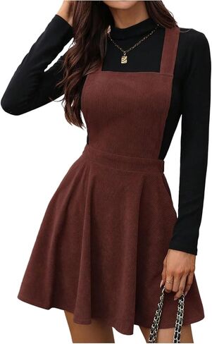 فستان SOLY HUX النسائي القصير الشامل بدون أكمام ورقبة مربعة على شكل حرف A فساتين بينافور in Kuwait