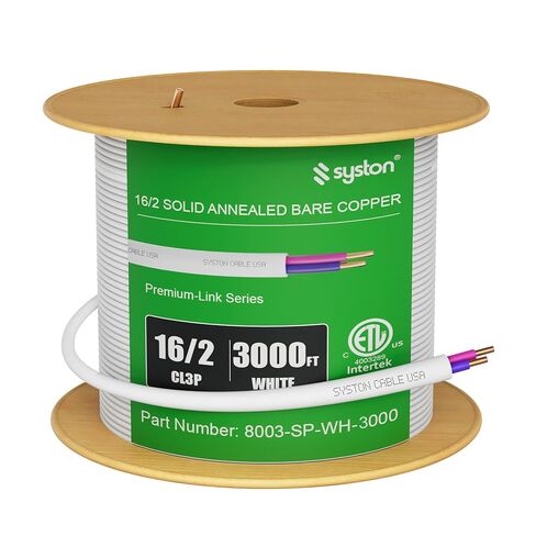 كابل سلك التحكم في الإضاءة الخافتة 16/2 LED، 16 AWG 2 موصلات من النحاس الصلب العاري غير المحمي بتصنيف CMP CL3P FT6، لأسلاك الصابورة والتوصيل in Kuwait