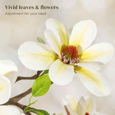5FT Faux Magnolia Plants Artificial Flower Trees Fake Plants For Yard Patio Home Office Arrangement Decor Indoor Outdoor Artificial Magnolia Tree Inc. 120 Realisc Flowers Vivid Leaves Mosses White Pot in Saudi Arabia