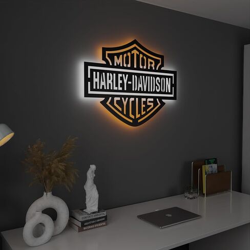 SAFESYZ Harley Davidson Motorcycle Wall Art, Man Cave Garage Sign, Harley Motor Club Biker Decorations, Motorcycle Wall Sculptures, Christmas Gifts (Orange-White) in Saudi Arabia