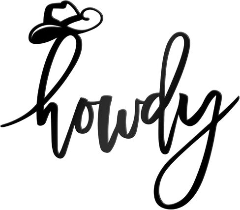 Zzbakress Balck Metal Howdy Sign Western Wall Art Unique Cowboy Wall Decoraion Howdy Southwestern Wall Art Western Decor for Home Living Room Bathroom Bedroom Office Space (Unique, Black, Medium) in Saudi Arabia