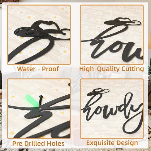 Zzbakress Balck Metal Howdy Sign Western Wall Art Unique Cowboy Wall Decoraion Howdy Southwestern Wall Art Western Decor for Home Living Room Bathroom Bedroom Office Space (Unique, Black, Medium) in Saudi Arabia