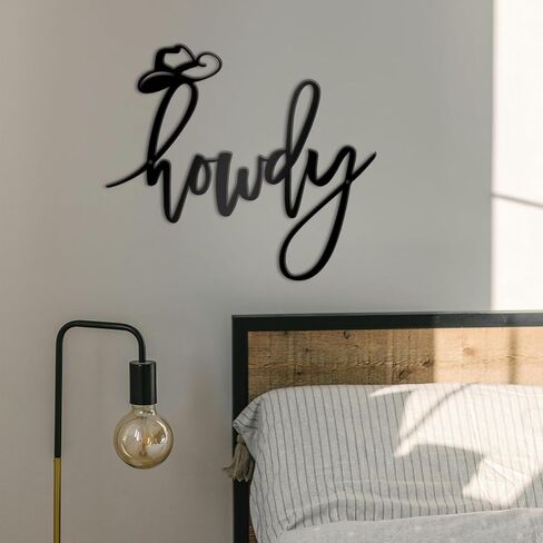 Zzbakress Balck Metal Howdy Sign Western Wall Art Unique Cowboy Wall Decoraion Howdy Southwestern Wall Art Western Decor for Home Living Room Bathroom Bedroom Office Space (Unique, Black, Medium) in Saudi Arabia