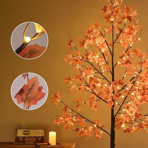 Artificial Lighted Maple Tree with 96 Warm White LED Lights, Indoor Outdoor Home Party Thanksgiving Christmas Decor(6FT/96LED) in Saudi Arabia