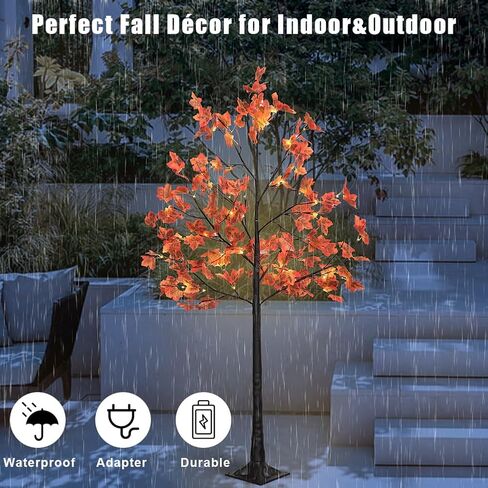 Artificial Lighted Maple Tree with 96 Warm White LED Lights, Indoor Outdoor Home Party Thanksgiving Christmas Decor(6FT/96LED) in Saudi Arabia