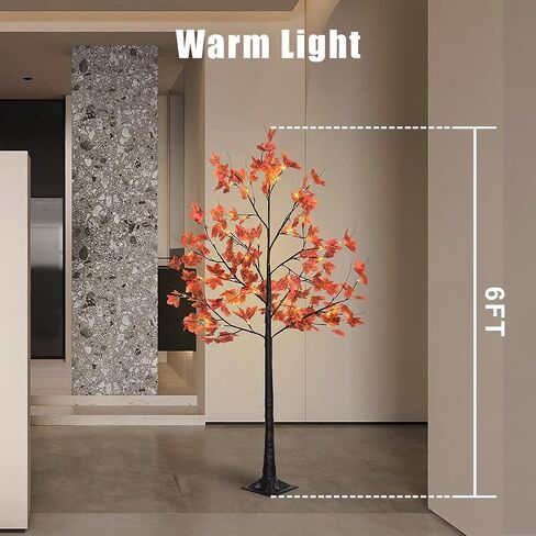 Artificial Lighted Maple Tree with 96 Warm White LED Lights, Indoor Outdoor Home Party Thanksgiving Christmas Decor(6FT/96LED) in Saudi Arabia