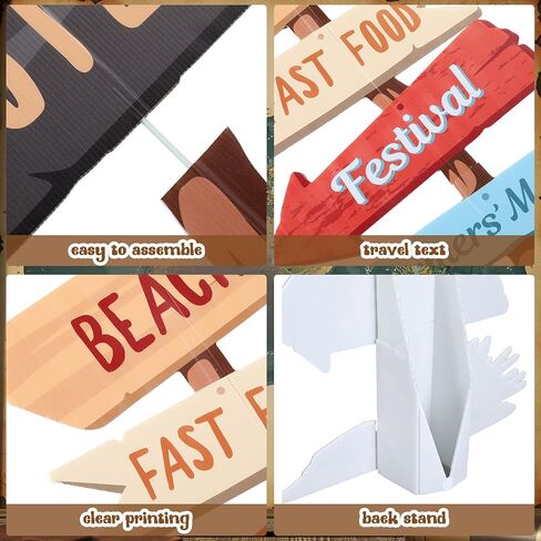 Tenceur 6 Pieces Travel Party Decorations 47.2 Inch Adventure Cutout Stand Travel Around The World Signs Cardboard Suitcase Box Compass Passport Camera Sign for Photo Booth Props Party Supplies in Saudi Arabia