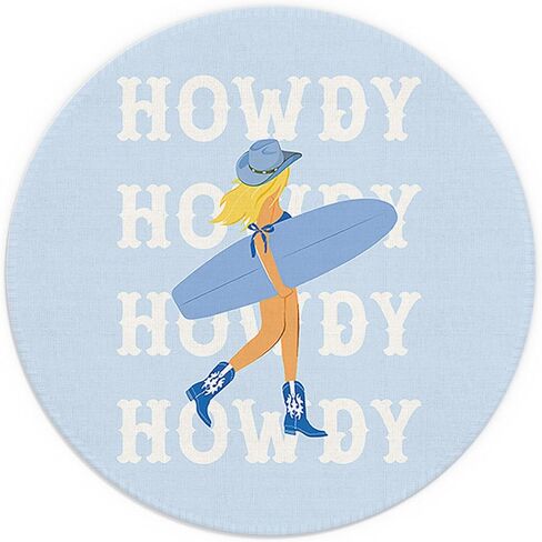 Coastal Cowgirl Mouse Pad, Blue Preppy Western Mouse Pad, Western Office Desk Accessories, Western Office Supplies, Tropical Palm Tree Cowgirl Boots Small Round Mouse Pads for Desk 7.9x7.9 Inches in Saudi Arabia