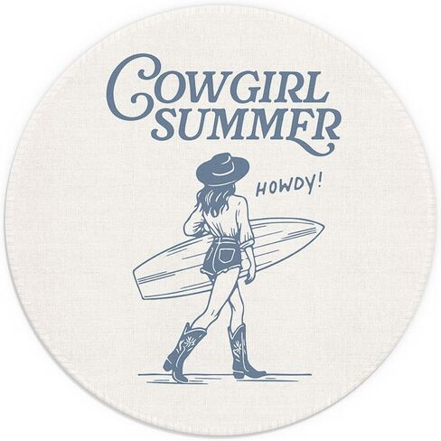Coastal Cowgirl Mouse Pad, Blue Preppy Western Mouse Pad, Western Office Desk Accessories, Western Office Supplies, Tropical Palm Tree Cowgirl Boots Small Round Mouse Pads for Desk 7.9x7.9 Inches in Saudi Arabia