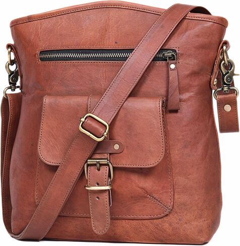Women’s Genuine Leather Crossbody Bag – Large, 13″ Tablet Friendly Travel Purse in Saudi Arabia