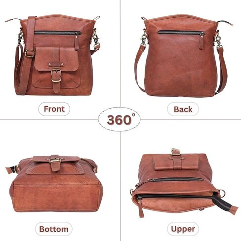 Women’s Genuine Leather Crossbody Bag – Large, 13″ Tablet Friendly Travel Purse in Saudi Arabia
