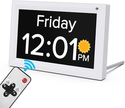 Digital Calendar Alarm Clock - Dementia Clocks for Seniors, Non-Abbreviated Memory Loss Clock with Date and Time for Elderly in Saudi Arabia