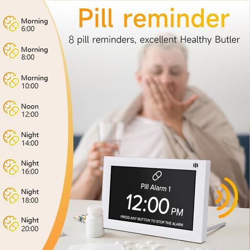 Digital Calendar Alarm Clock - Dementia Clocks for Seniors, Non-Abbreviated Memory Loss Clock with Date and Time for Elderly in Saudi Arabia