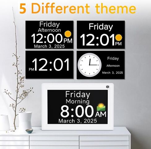 Digital Calendar Alarm Clock - Dementia Clocks for Seniors, Non-Abbreviated Memory Loss Clock with Date and Time for Elderly in Saudi Arabia