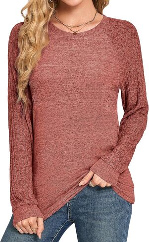 Desol Long Sleeve Shirts for Women, Tunic Tops for Women Casual Loose Fit Crew Neck, 2025 Fall Fashion Pullover Sweaters in Saudi Arabia