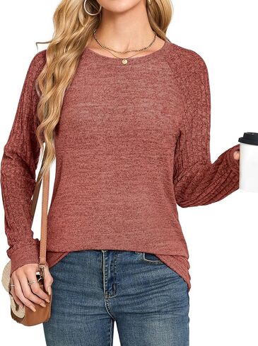 Desol Long Sleeve Shirts for Women, Tunic Tops for Women Casual Loose Fit Crew Neck, 2025 Fall Fashion Pullover Sweaters in Saudi Arabia