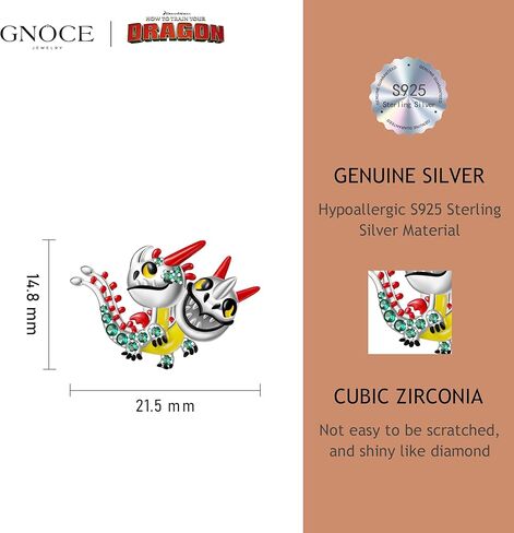 GNOCE How To Train Your Dragon Pendant Dangle Charm for Women, S925 Sterling Silver Dangle Charms for Women Wife, Valentine‘s Day, Mother’s Day Jewelry (Hideous Zippleback) in Saudi Arabia